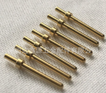 防水DC/AC连接器环保黄铜镀金1U”圆形PIN针1.0*3*9十字铜针包邮图2