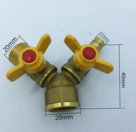 铜杆铜芯全铜加厚双叉双用内丝 三通阀门4分黄铜煤气阀天然气开关