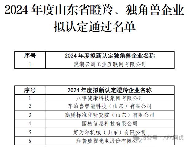 阿伐流体控制公司荣获2024年度山东省瞪羚企业认定