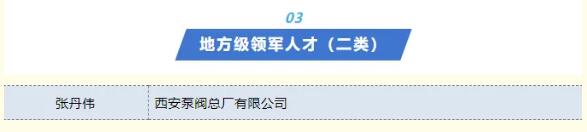 西安泵阀张丹伟入选西安市高层次人才